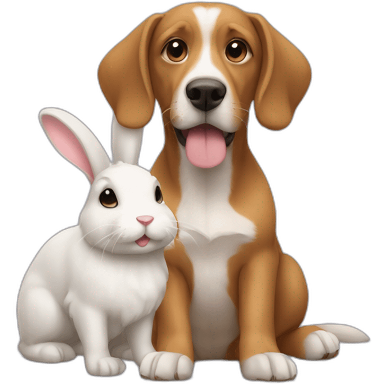 Dog with a pet bunny emoji