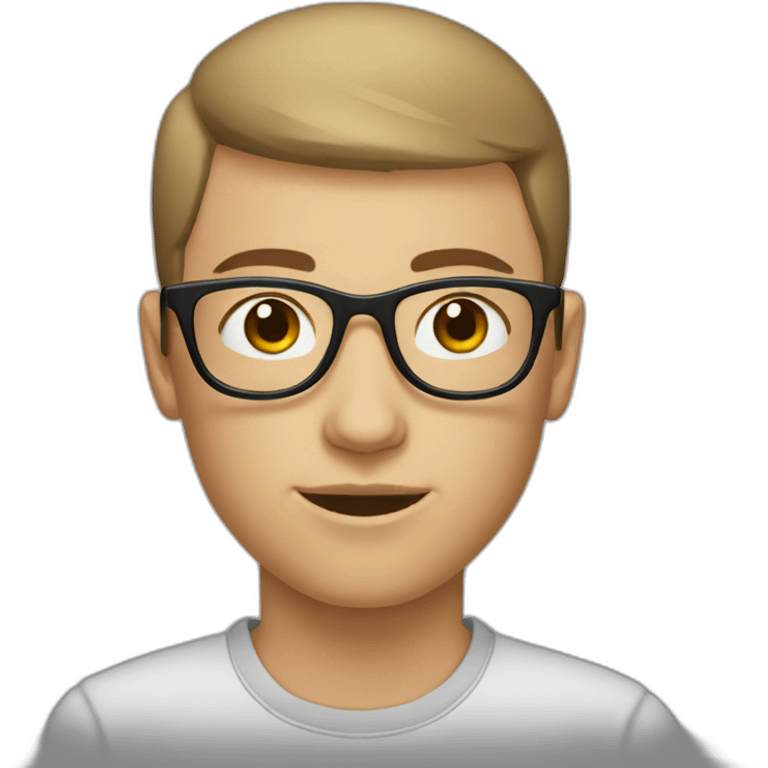 Caucasian Teenager with a brown buzz cut and round glasses emoji