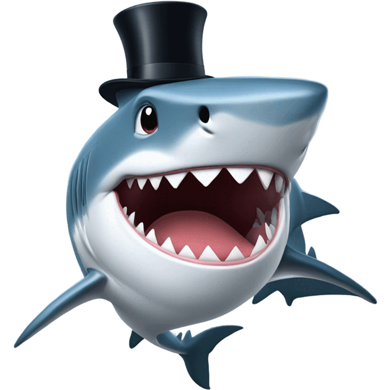 shark singing with a top hat emoji