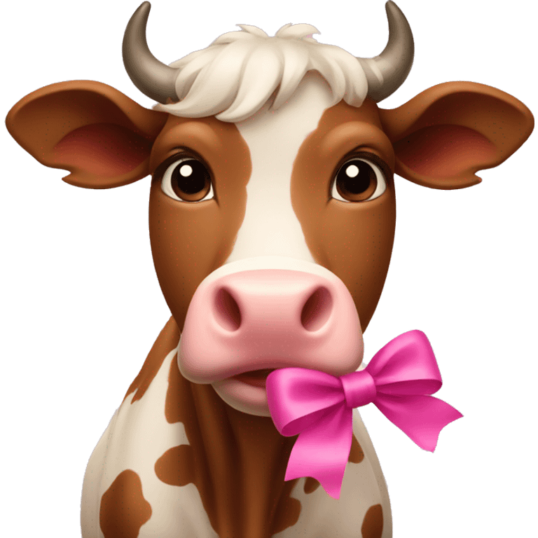 brown cow with pink bow emoji