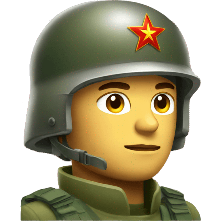 ussr soldier serious with military helmet emoji