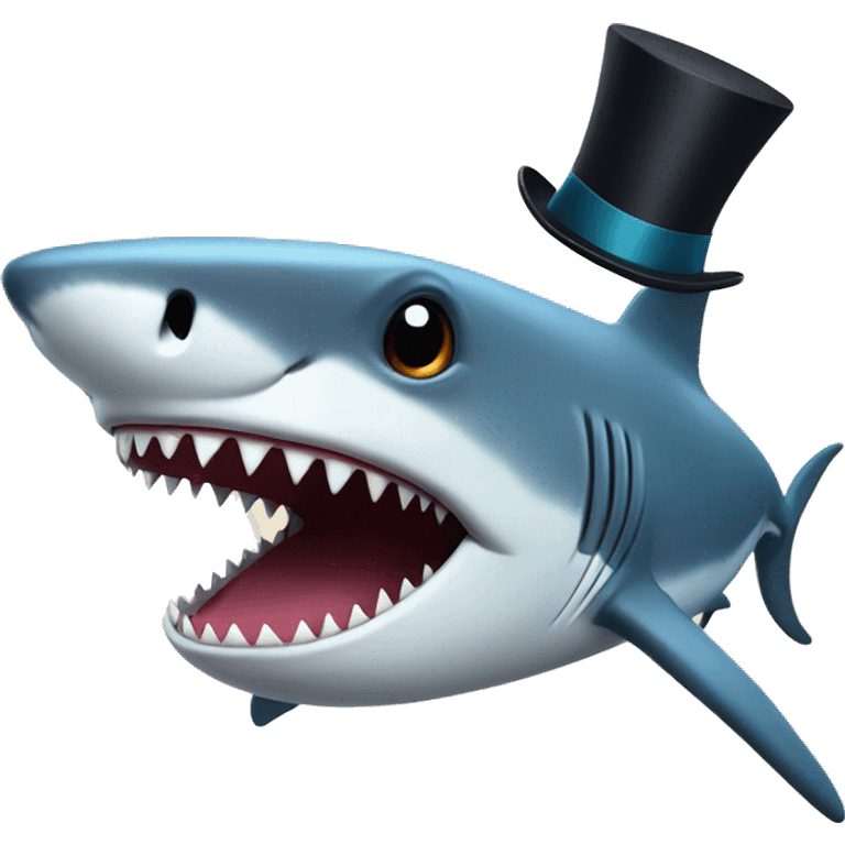 Shark with a top hat emoji