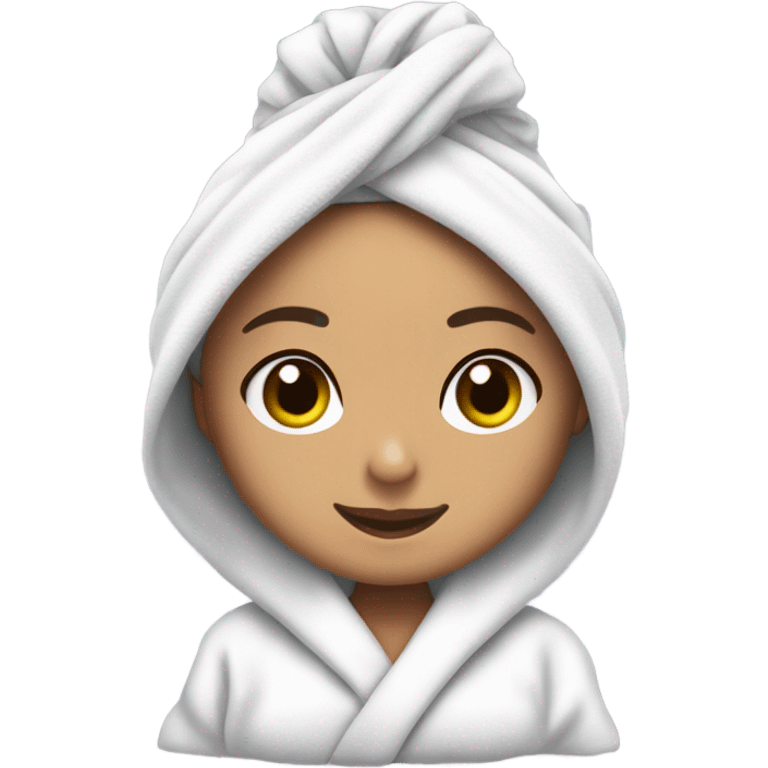 ariana grunde in bath robe with hair towel emoji