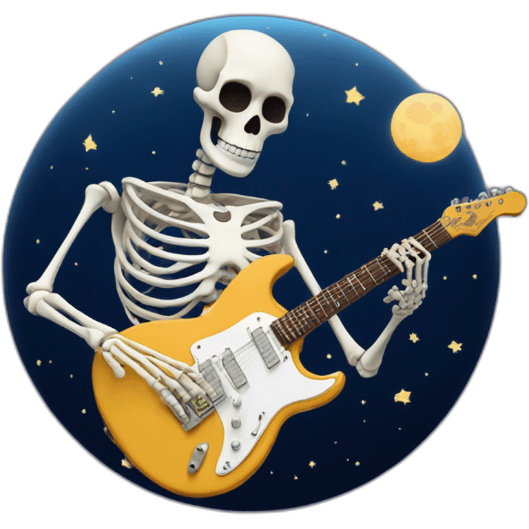 skeleton play electric guitar on the moon emoji