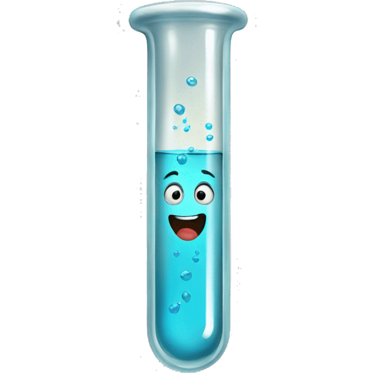 A test tube with a rampant expression emoji