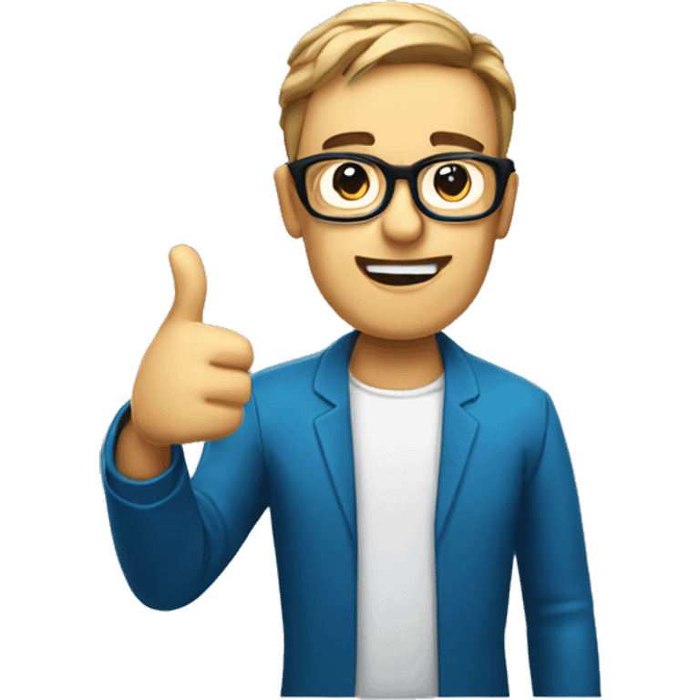 Information technology tired but thumbs up bold guy with glasses emoji