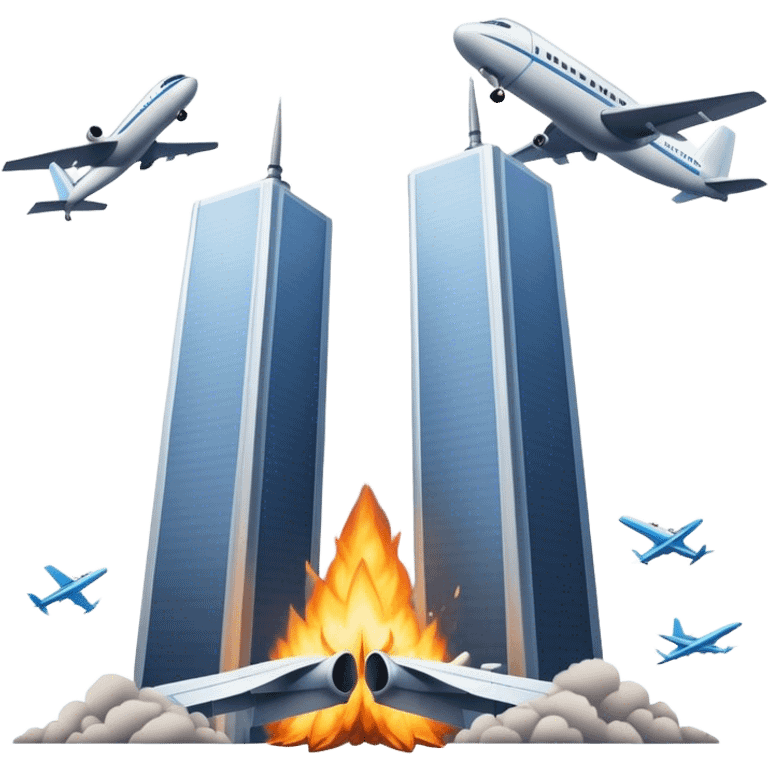 Twin towers with a plane  emoji