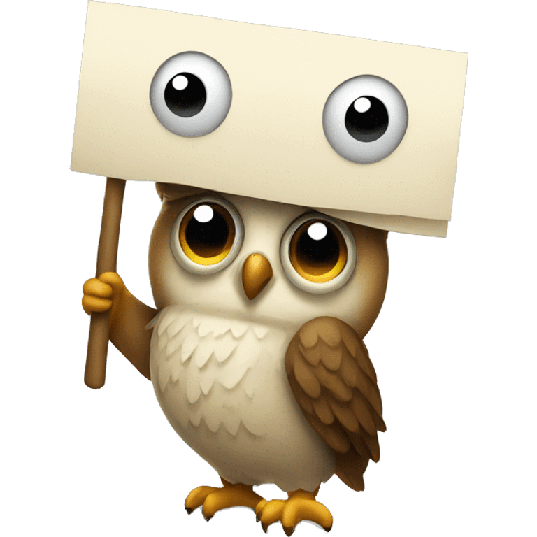 Owl holding rigged sign that is unhappy  emoji