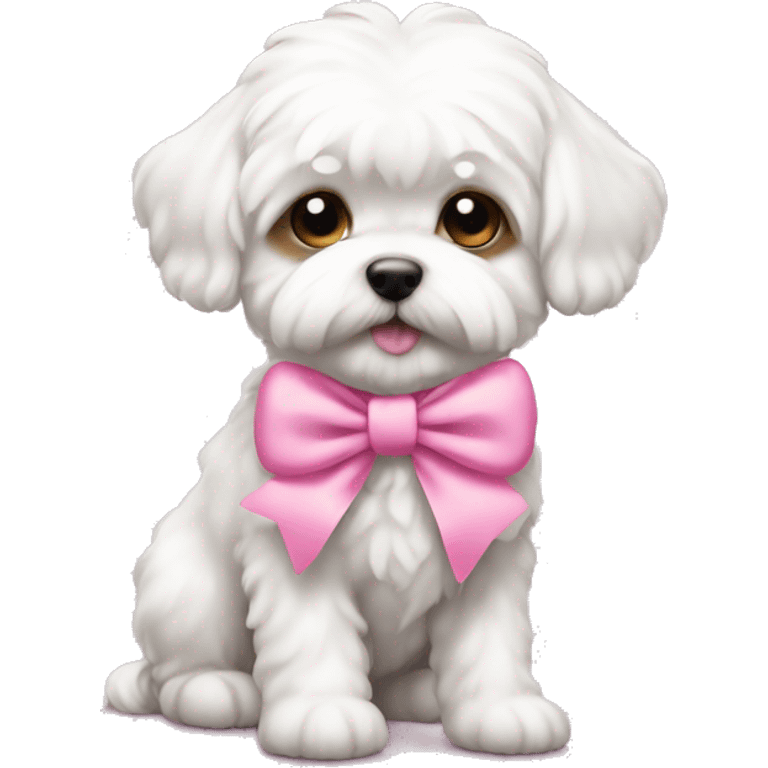 Schichon puppy pink bow emoji