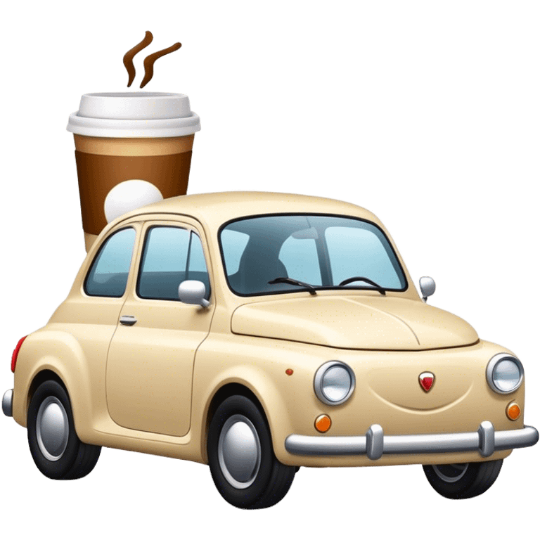 one car with a coffe emoji