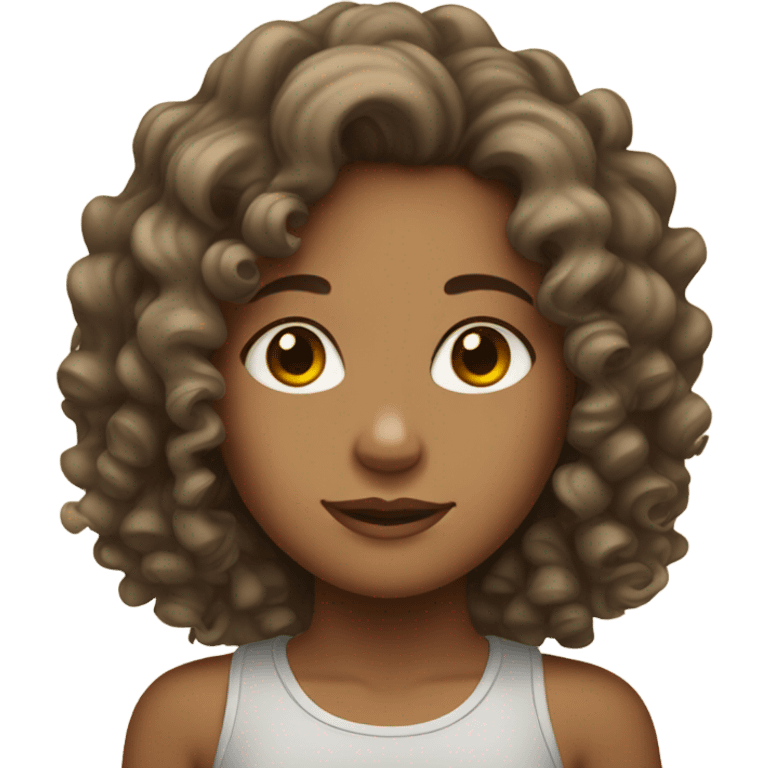 tan skin, curly hair girl  emoji