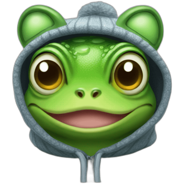 Frog wearing cat Ear beanie emoji