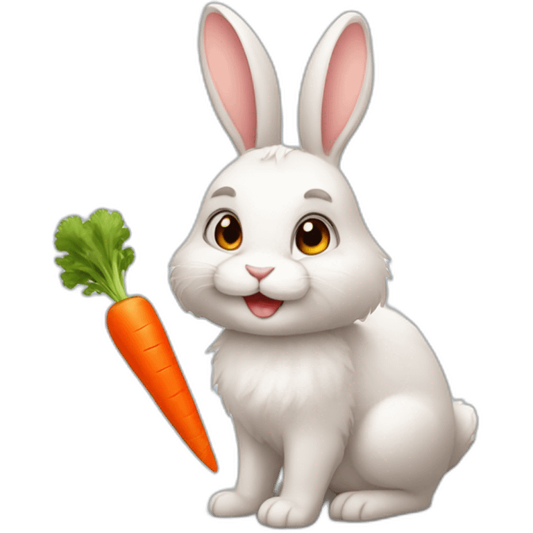 Cute furry rabbit with carrot emoji