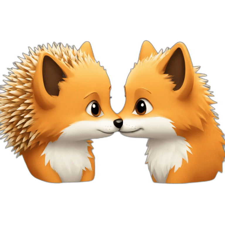 hedgehog fox kissing emoji