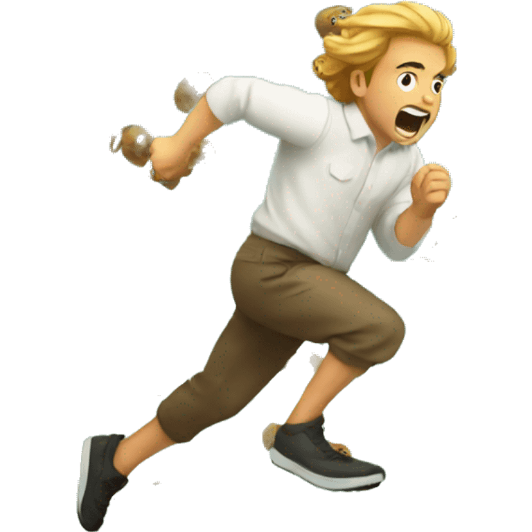 Leo running from ants emoji