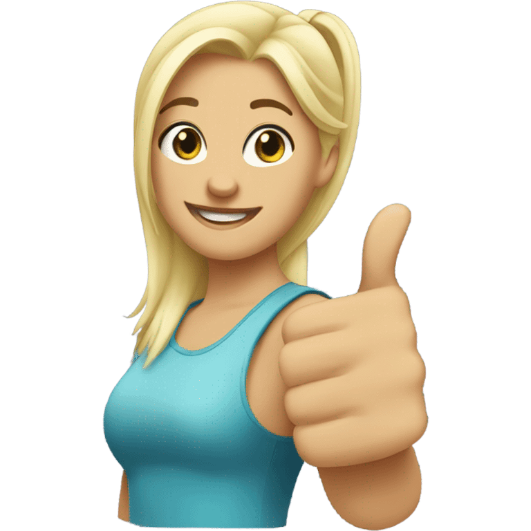 a girl with blonde ponytail thumbs up  emoji