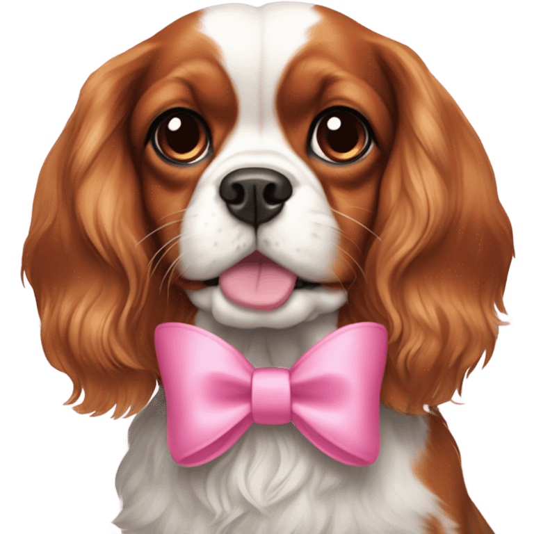 blenheim cavalier king charles spaniel with pink bow emoji