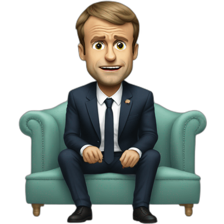 Emmanuel macron crying full body sitting emoji