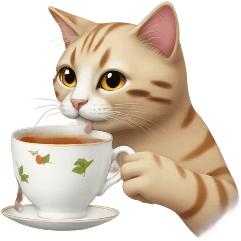 Cat drinking tea emoji