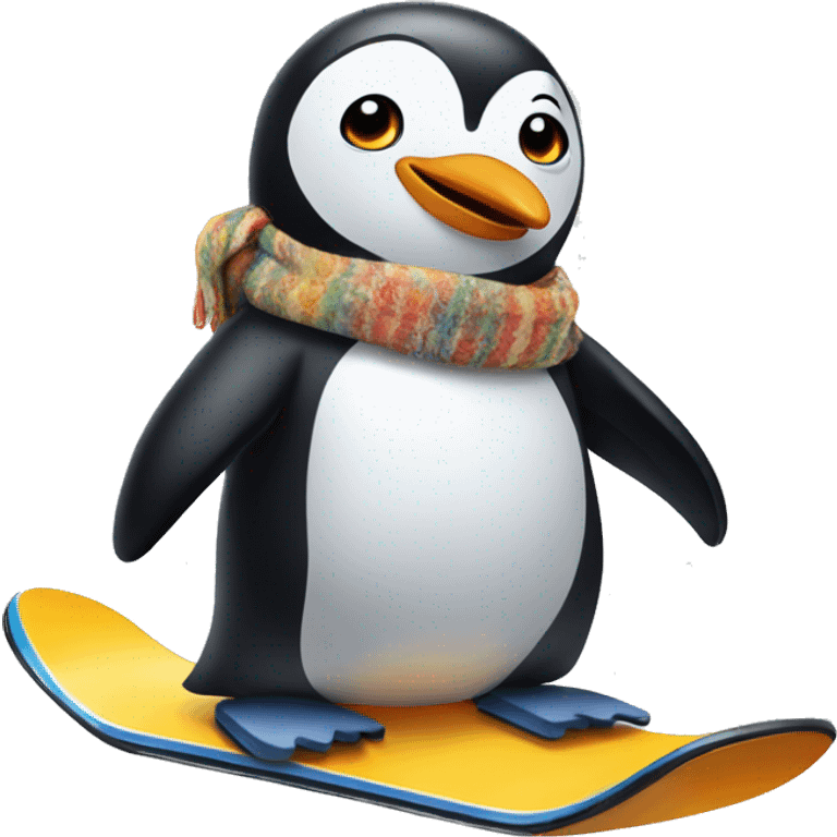 Penguin on a snowboard emoji