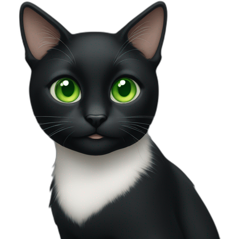 black cat with green eyes emoji