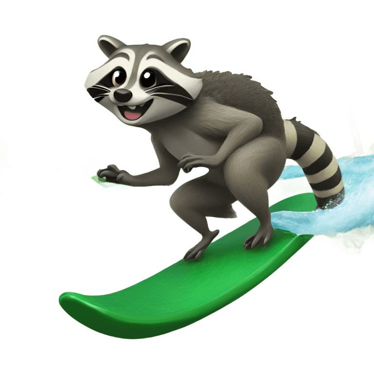 Raccoon surfing on an alligator  emoji