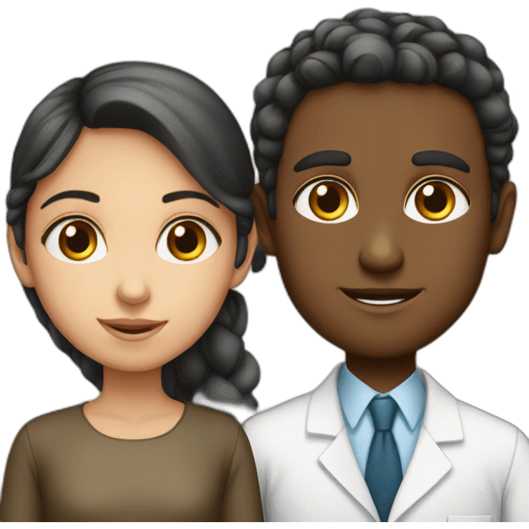 Jewish girl with tall ophthalmologist Arabic boy emoji