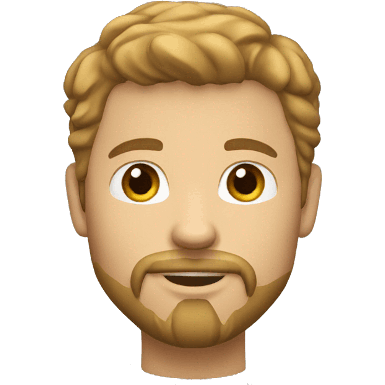 white male, crop brun hairs, goatee and slight bear emoji