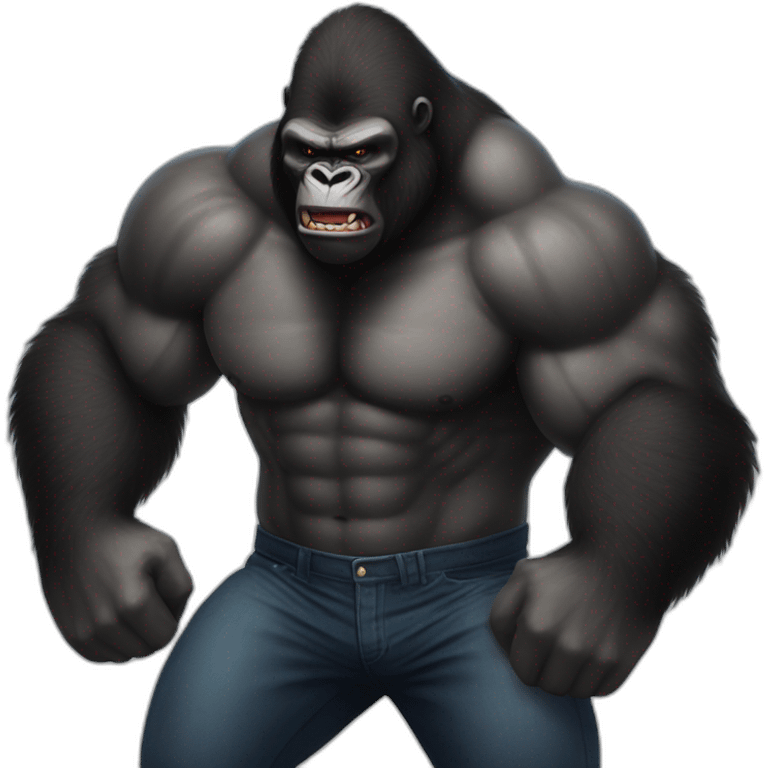 Very buff Gorilla beats man emoji