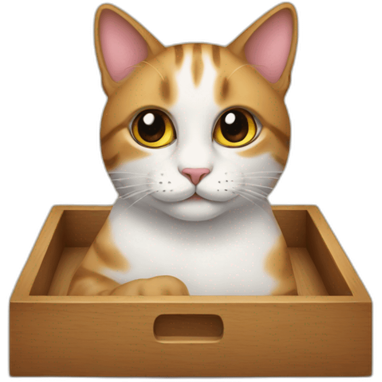 Cat in a wooden tray emoji