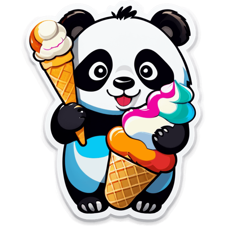 Panda eating ice cream emoji