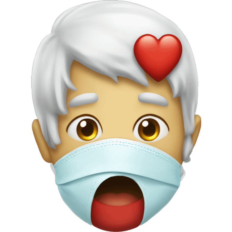 The red heart that got sick sneezes emoji