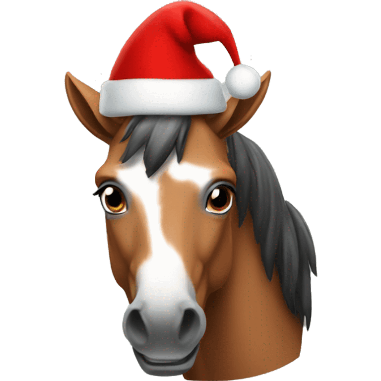 Horse with Christmas hat  emoji