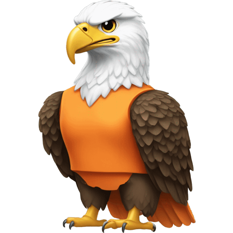 Bald eagle wearing orange and white jersey emoji