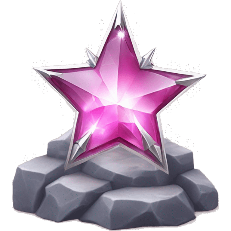 Thin silver staff a pink gemstone at the top centre surrounding the gemstone star base like passion of a small crystal like or sparkly point to represent a spiky rats effect a small pink ornament Orby at the bottom of the ones as a magical delicate look emoji