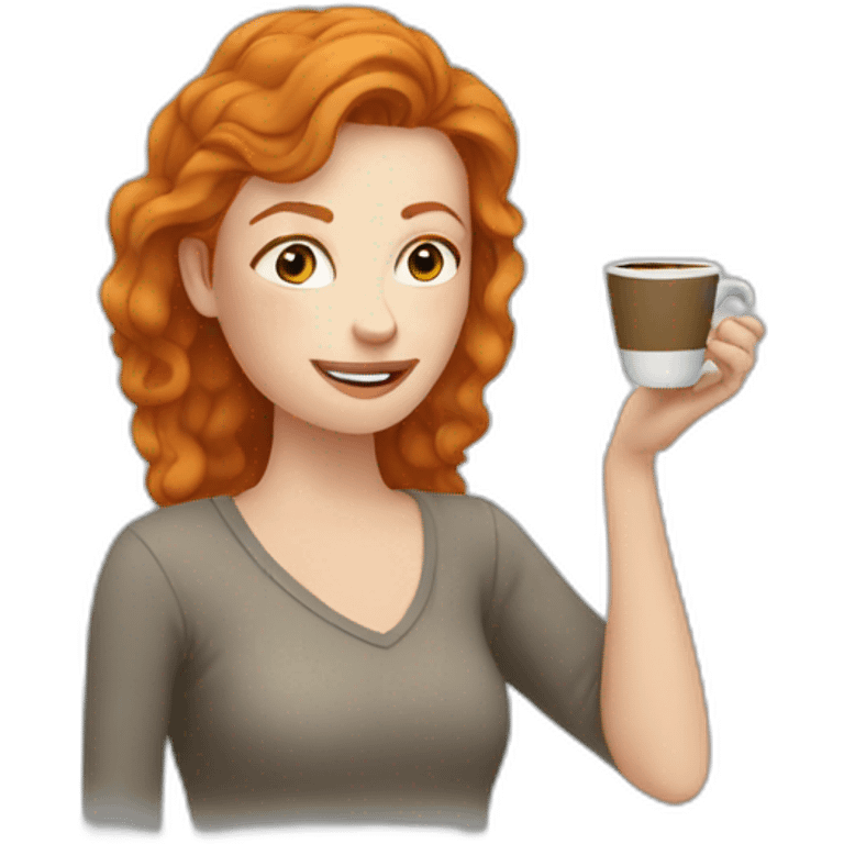 Ginger woman drinking coffee  emoji