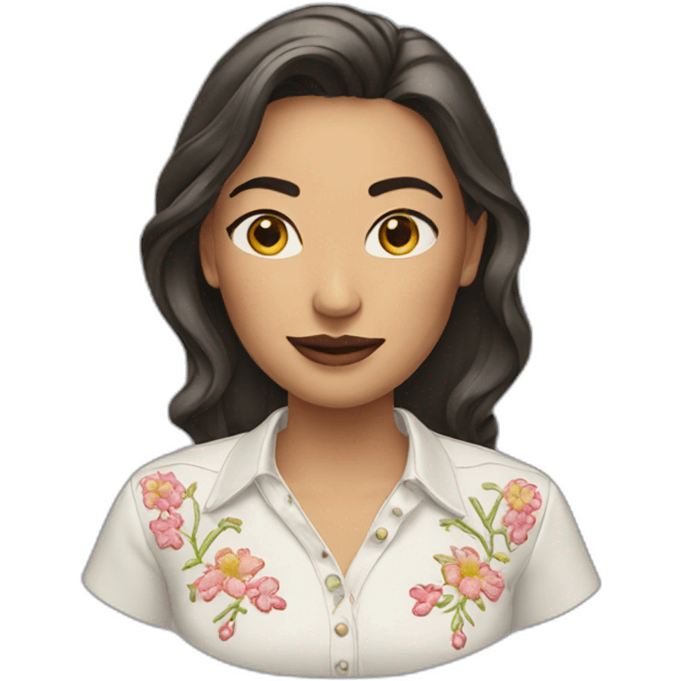 a woman with an embroidered shirt emoji