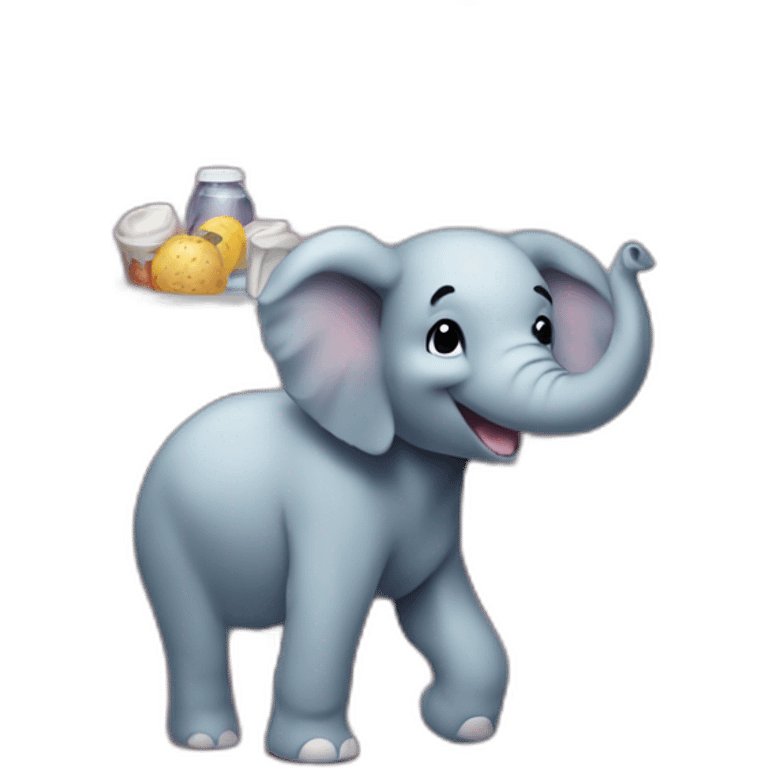 elephant dans un frigo sur une licorne emoji