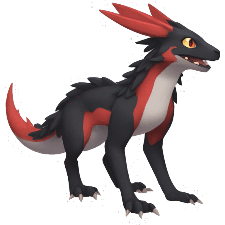 Cute cool black red nargacuga animal hybrid Fakemon full body emoji