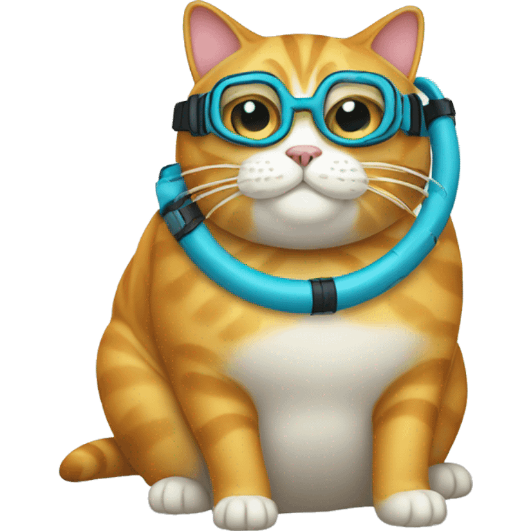 Fat cat wearing snorkel emoji