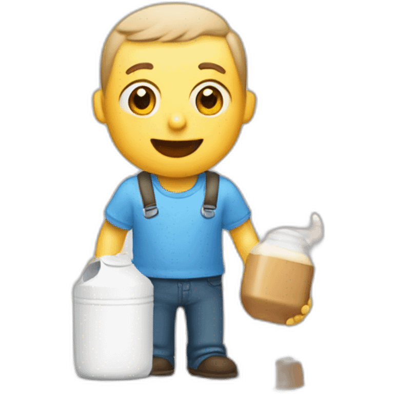 Un père qui prend une brique de lait dans sa main emoji