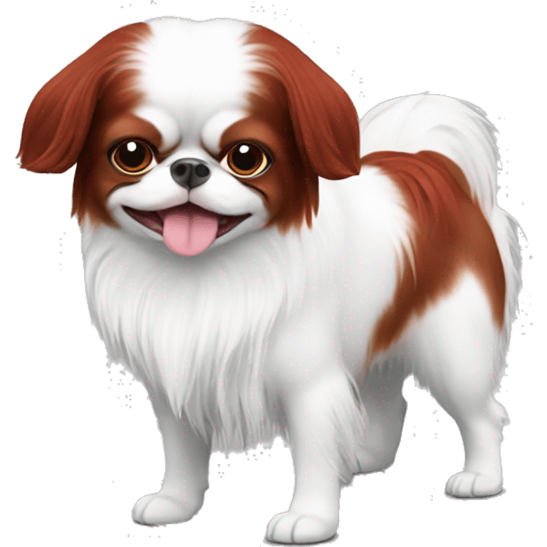 happy cute white and red japanese chin emoji