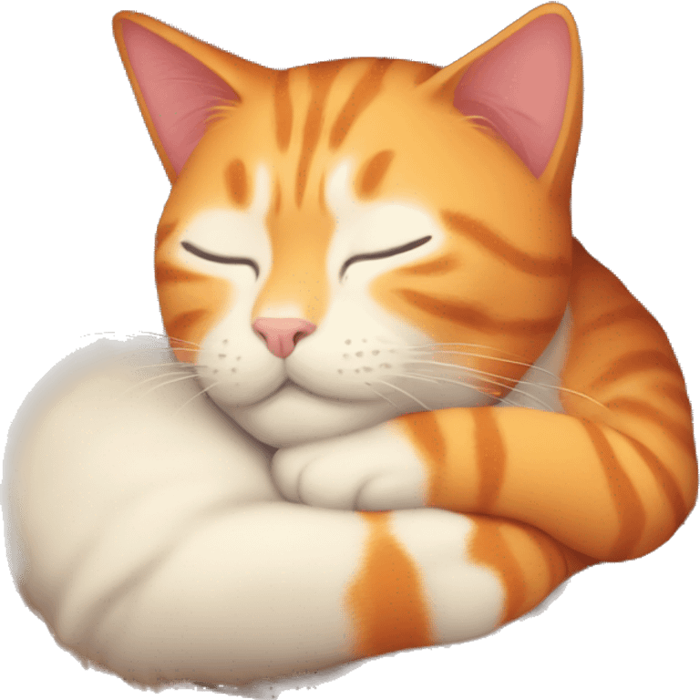 Orange cat cuddling and sleeping emoji