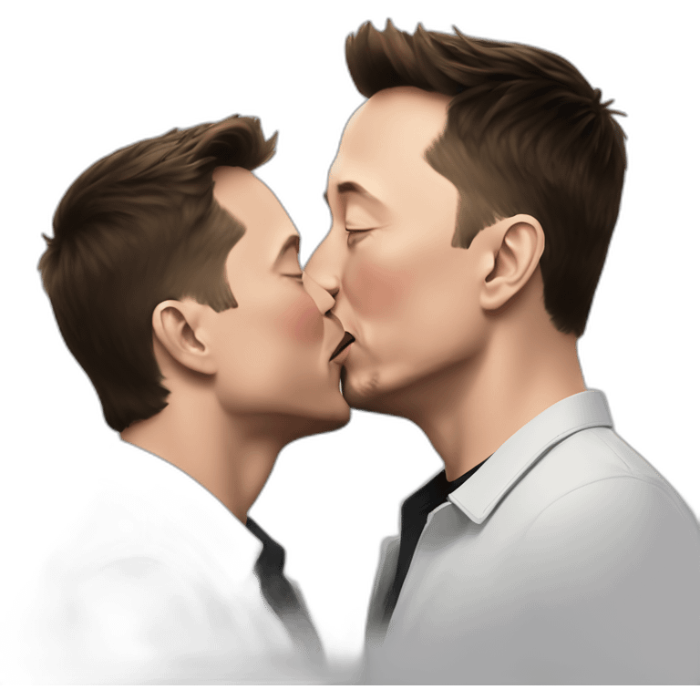 elon musk kissing another elon musk emoji