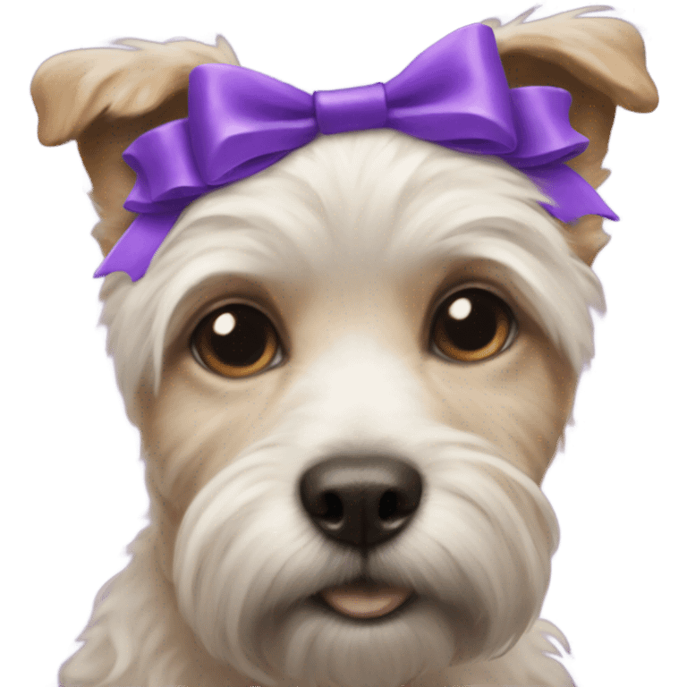 Purple bow on doodle dog emoji