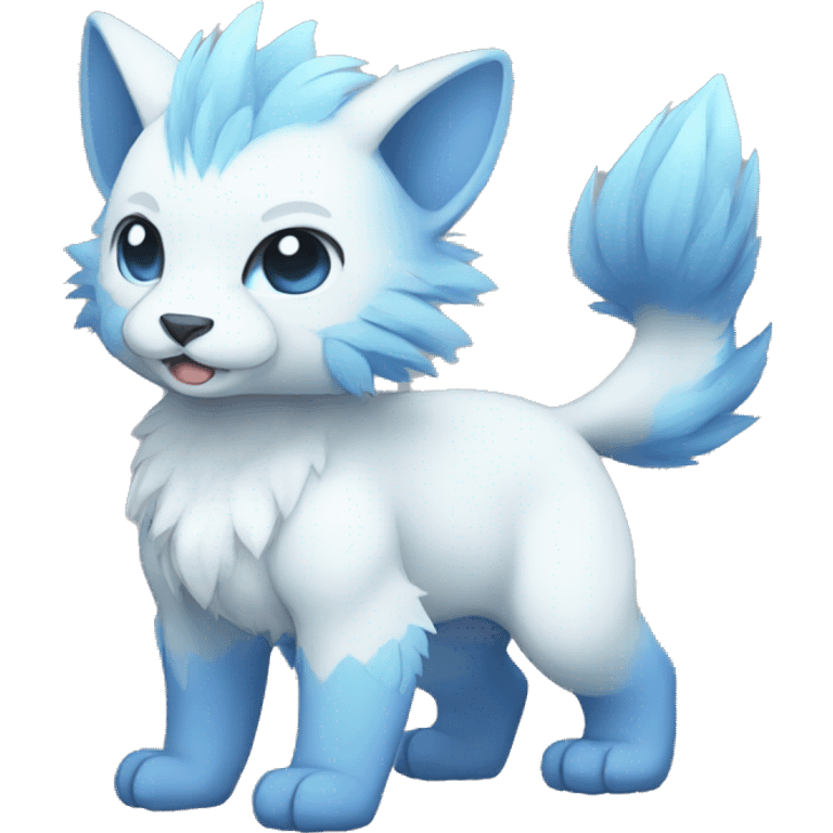 Cute cool white blue animal hybrid Fakemon full body emoji