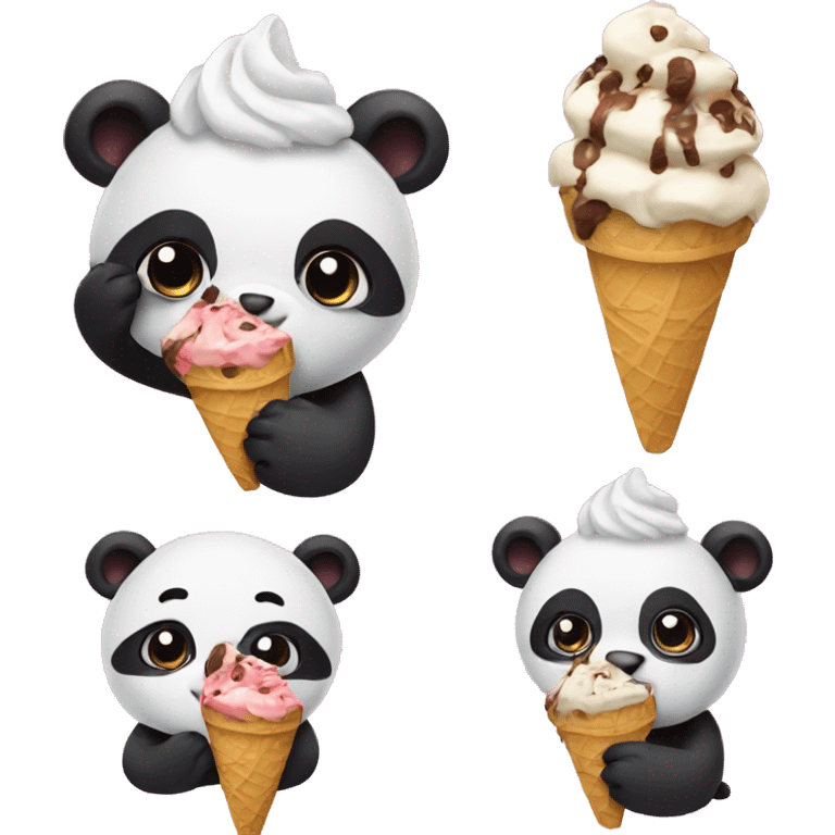 Panda eating ice cream emoji