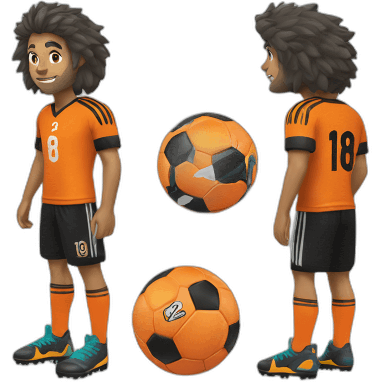 Footballeur loup avec les couleurs orange et noir emoji