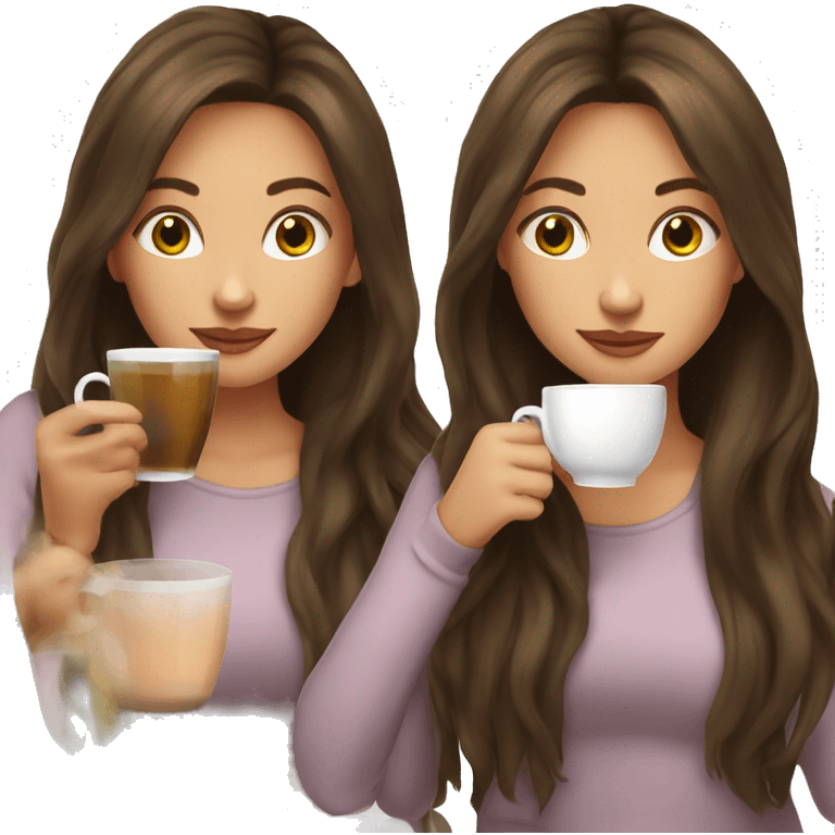 brunette long hair sipping tea emoji