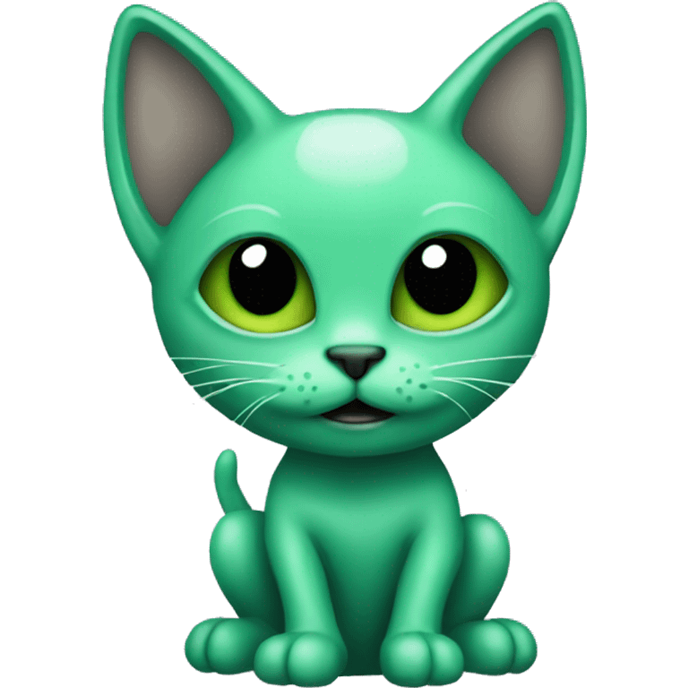 green alien kitten with alien ears emoji